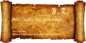 Mátyási Koridon névjegykártya